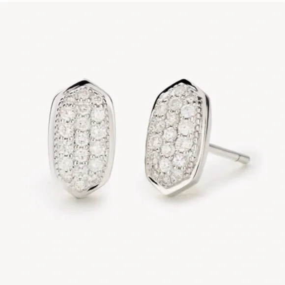 Kendra Scott 14k white gold diamond Amelee stud earrings - Picture 8 of 13